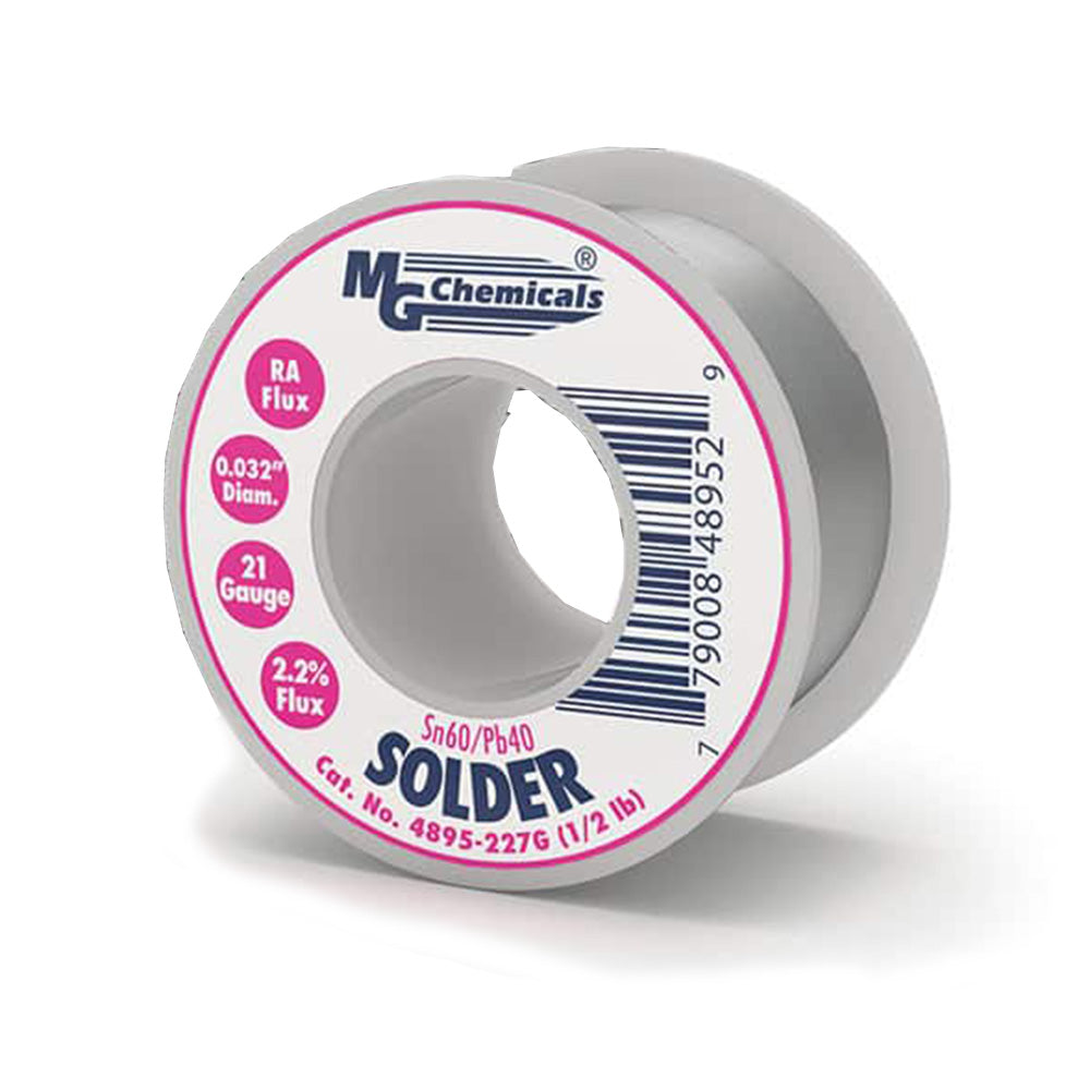 MG Chemicals 4895-227G - 22-Gauge SN60 / PB40 Leaded RA Core Solder (1/2 Pound Spool)