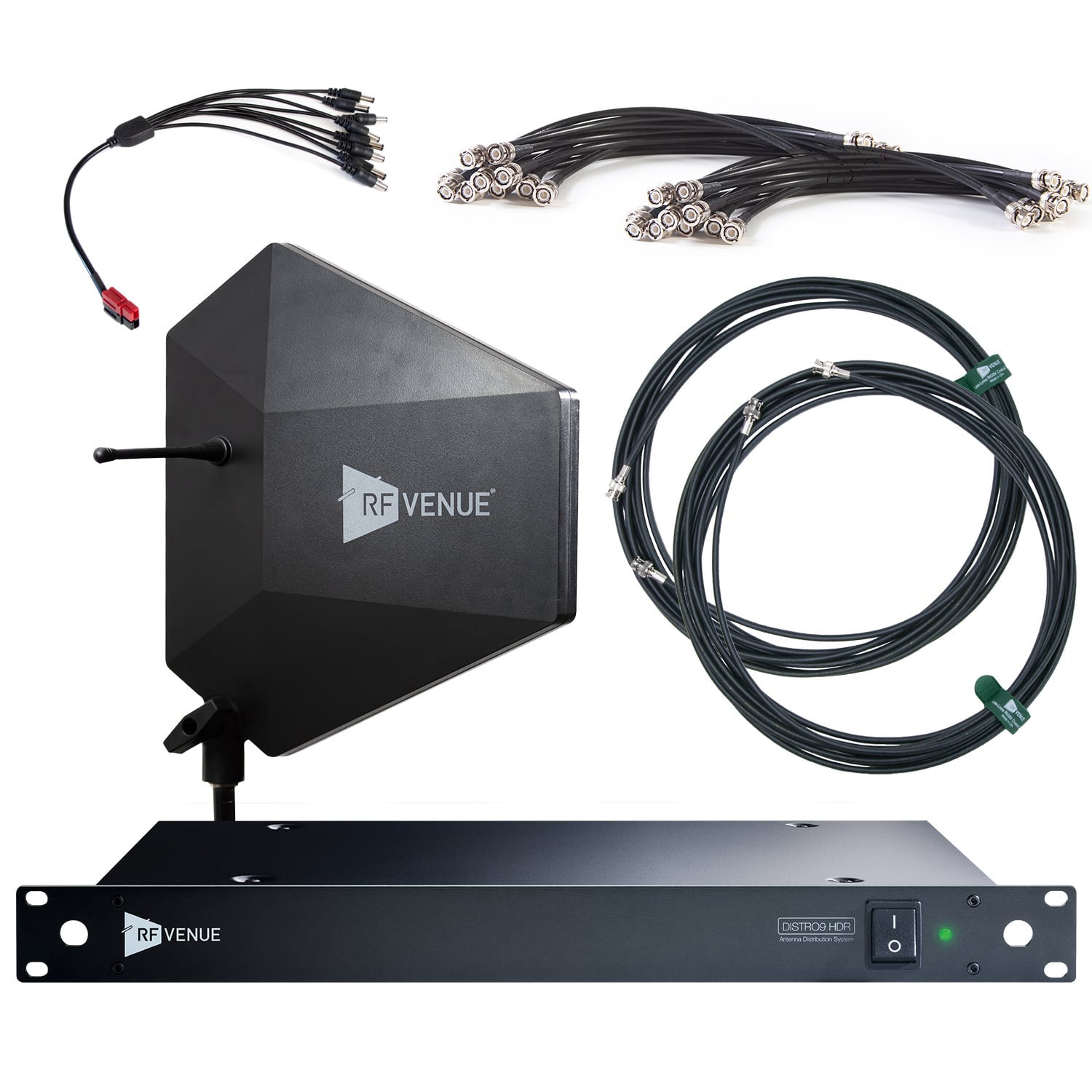RF Venue DFIN-IPXD9 - 9-Channel Wireless Mic Upgrade Pack with Black Diversity IPX Antenna