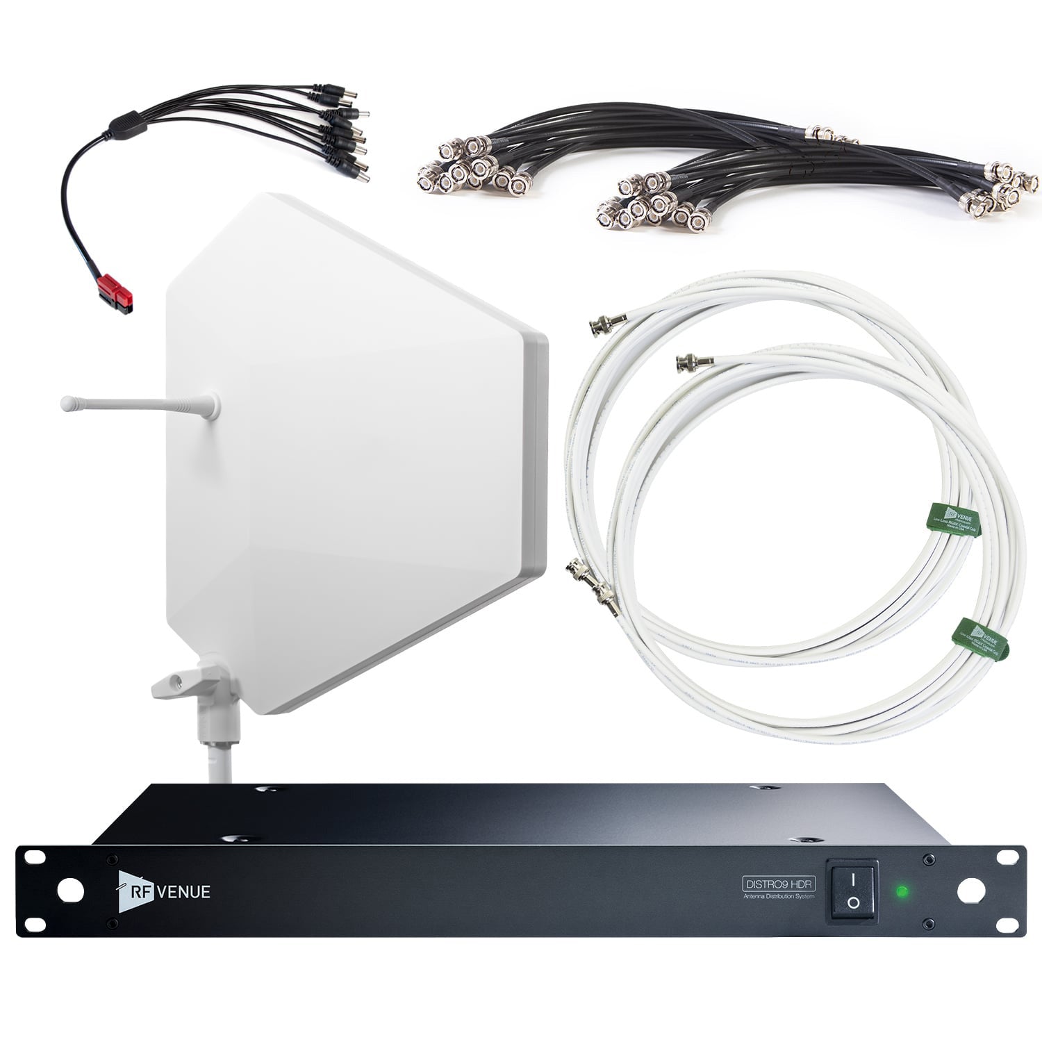 RF Venue DFIN-IPXWD9 - 9-Channel Wireless Mic Upgrade Pack with White Diversity IPX Antenna