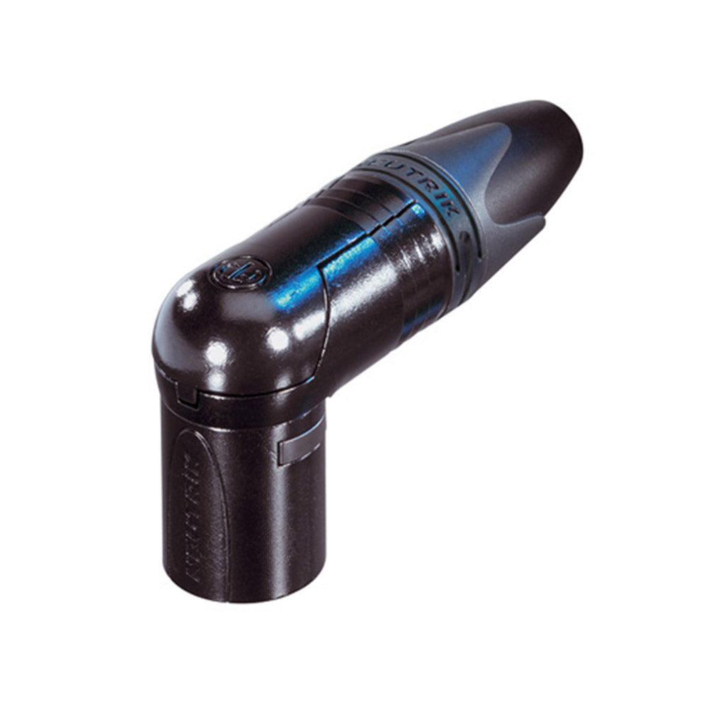 Neutrik NC3MRX-B RX Series 3 Pin Male Right Angle Cable Connector (Black / Gold Contacts)