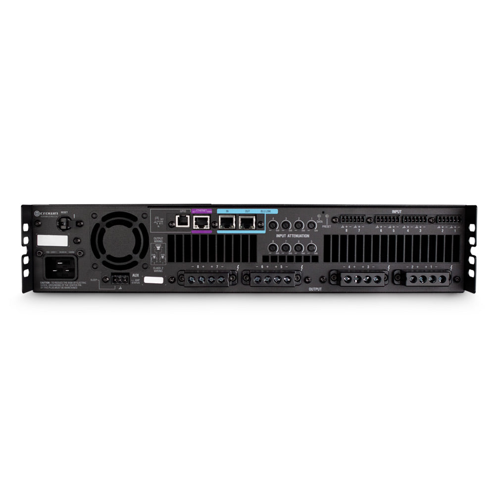 Crown DCi 8|600N Eight-Channel 600W @ 4 Ohm Power Amplifier with BLU link, 70V/100V