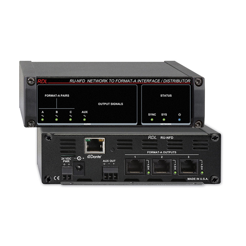 RDL RU-NFDP Dante Network to Format-A Interface/Distributor (with PoE)