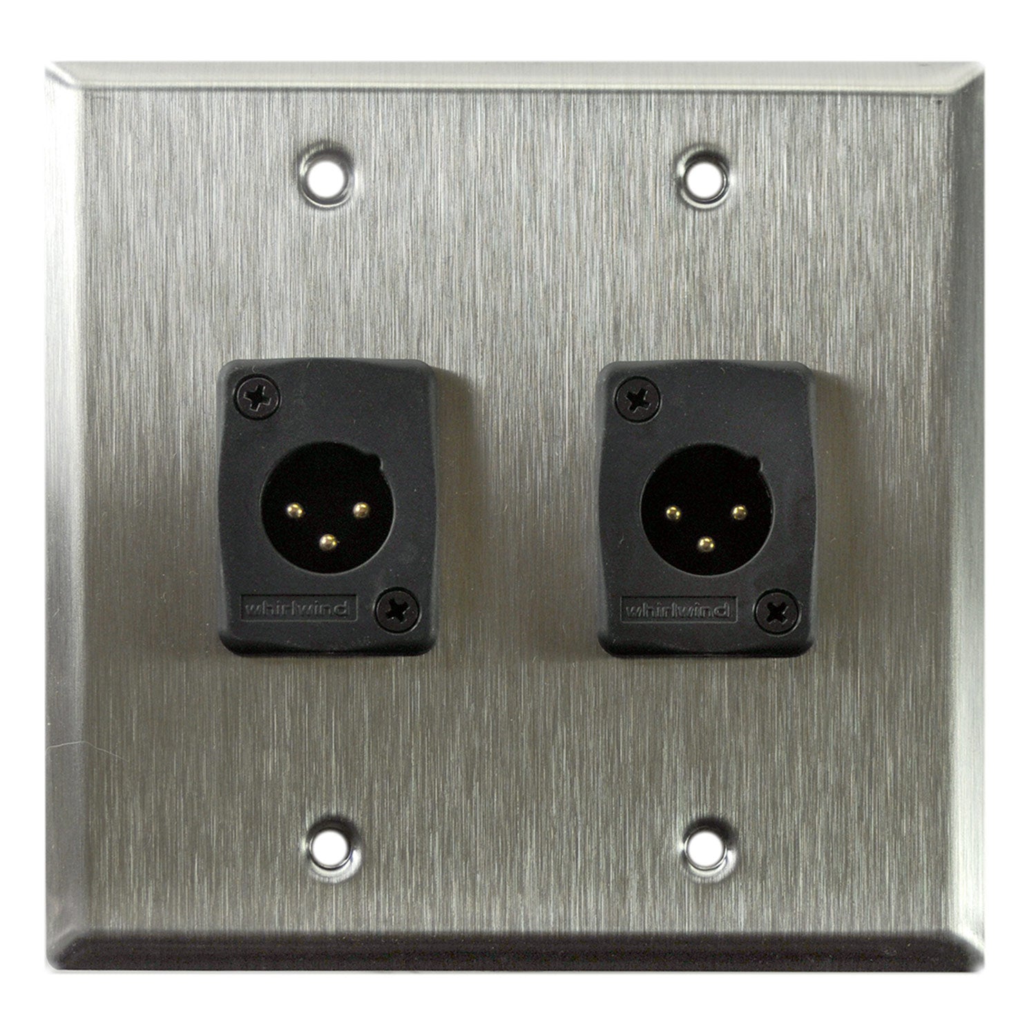 Whirlwind WP2/2MW 2-Gang Wall Plate with 2 Male XLR (Stainless Steel)