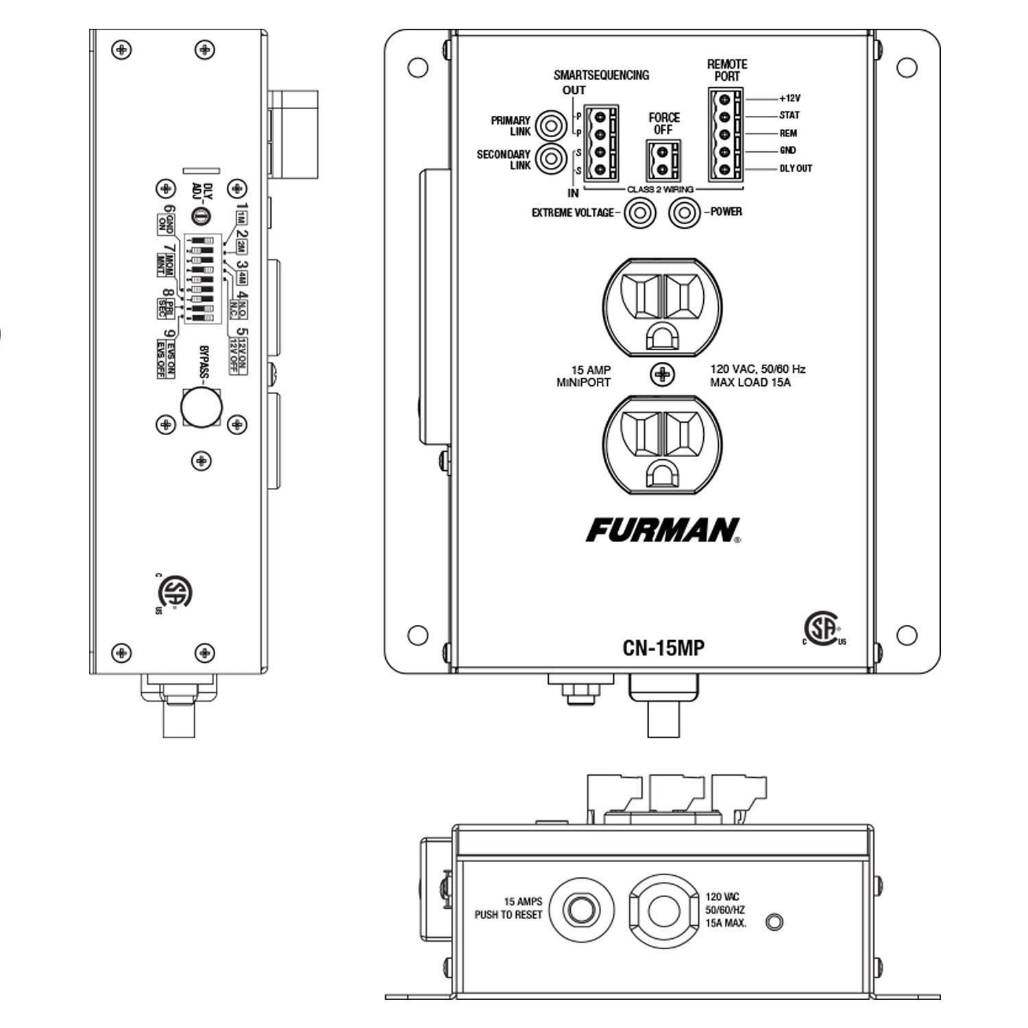Furman CN-15MP - Remote Mounted 15-Amp Power Sequencer