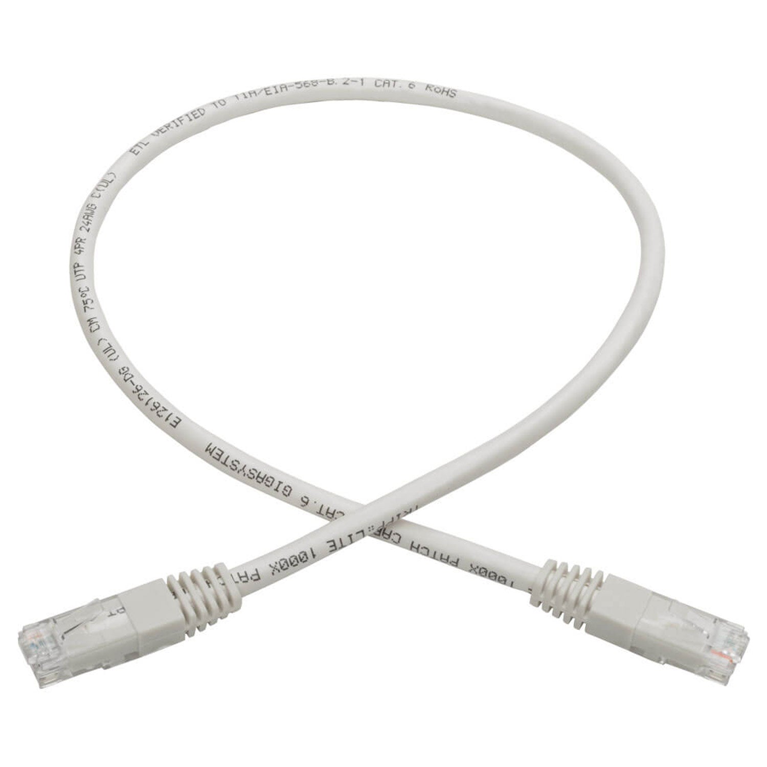Tripp Lite N200-002-WH - Premium Cat5/5e/6 Gigabit Molded Patch Cable, RJ45 M/M 550MHZ White 2 Feet