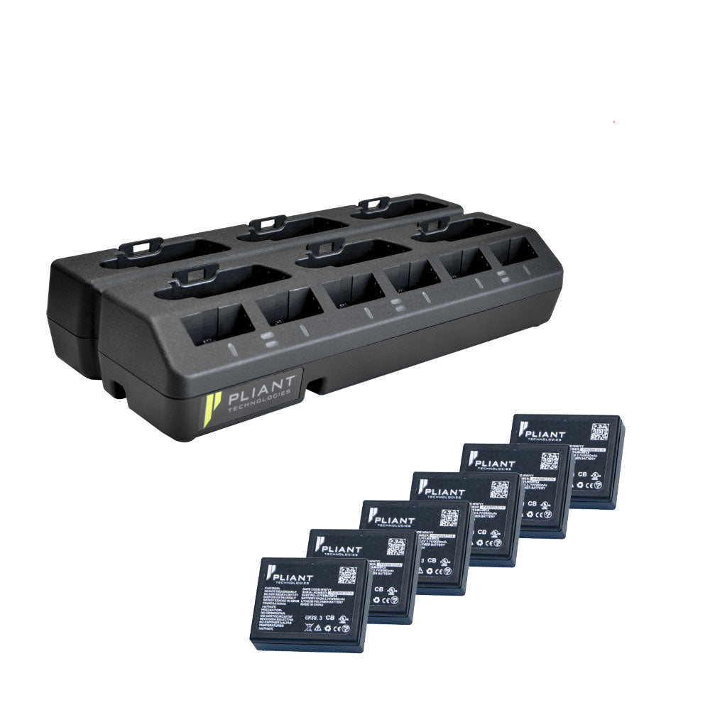 Pliant Technologies PBT-RPC-66PK - 6-Bay Drop-Inch Charger with Battery 6-Pack