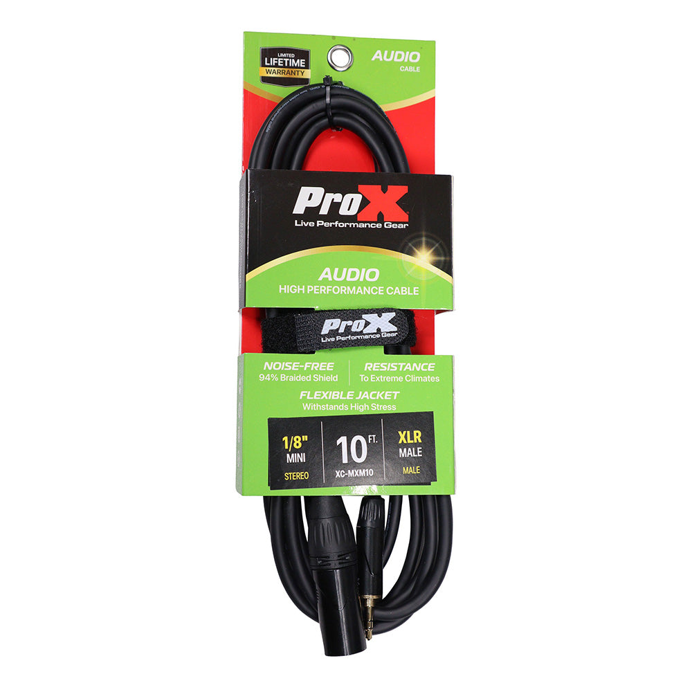 ProX XC-MXM10 - 10 Ft. Unbalanced 1/8" (3.5mm) TRS-M Mini to XLR3-M High Performance Audio Cable