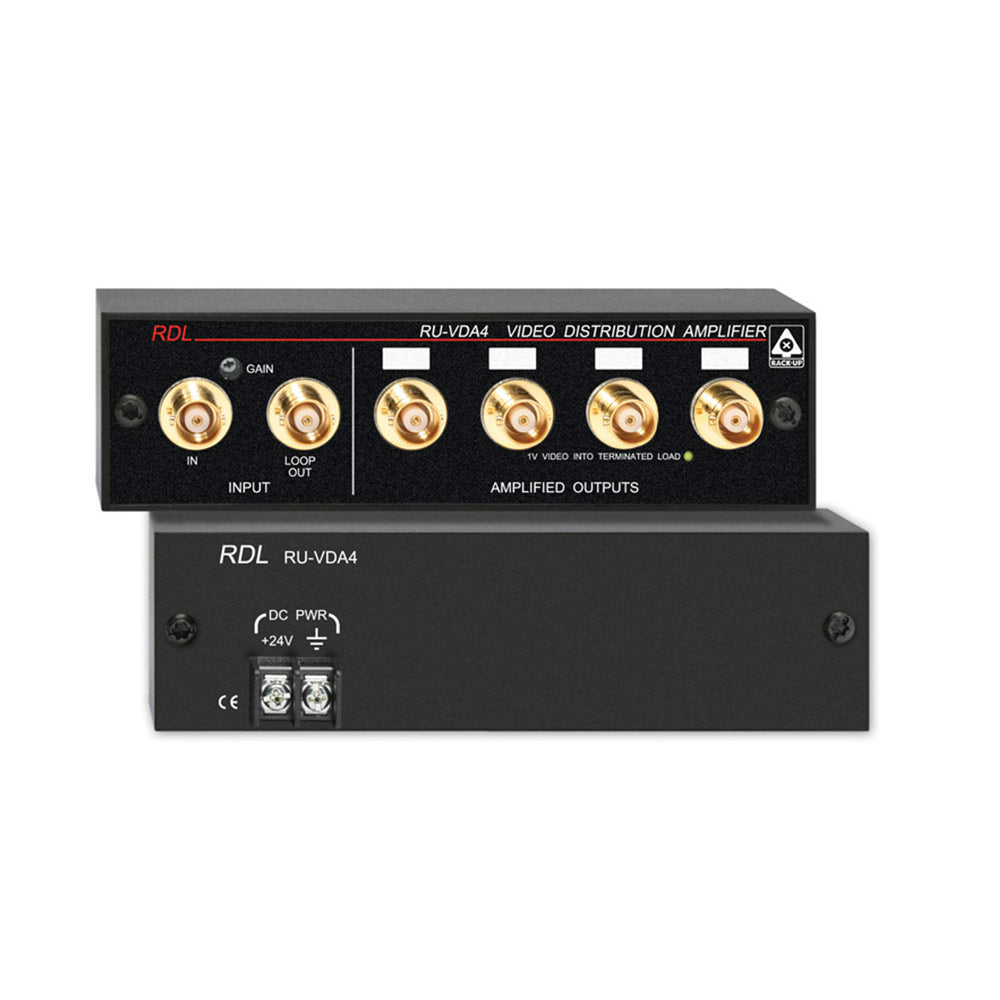 RDL RU-VDA4b NTSC/PAL Video Distribution Amplifier - 1x4 - BNC