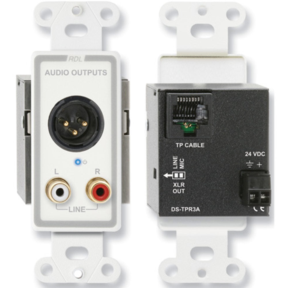 RDL D-TPR3A Active Three-Pair Receiver - Twisted Pair Format-A - XLR and stereo phono outputs