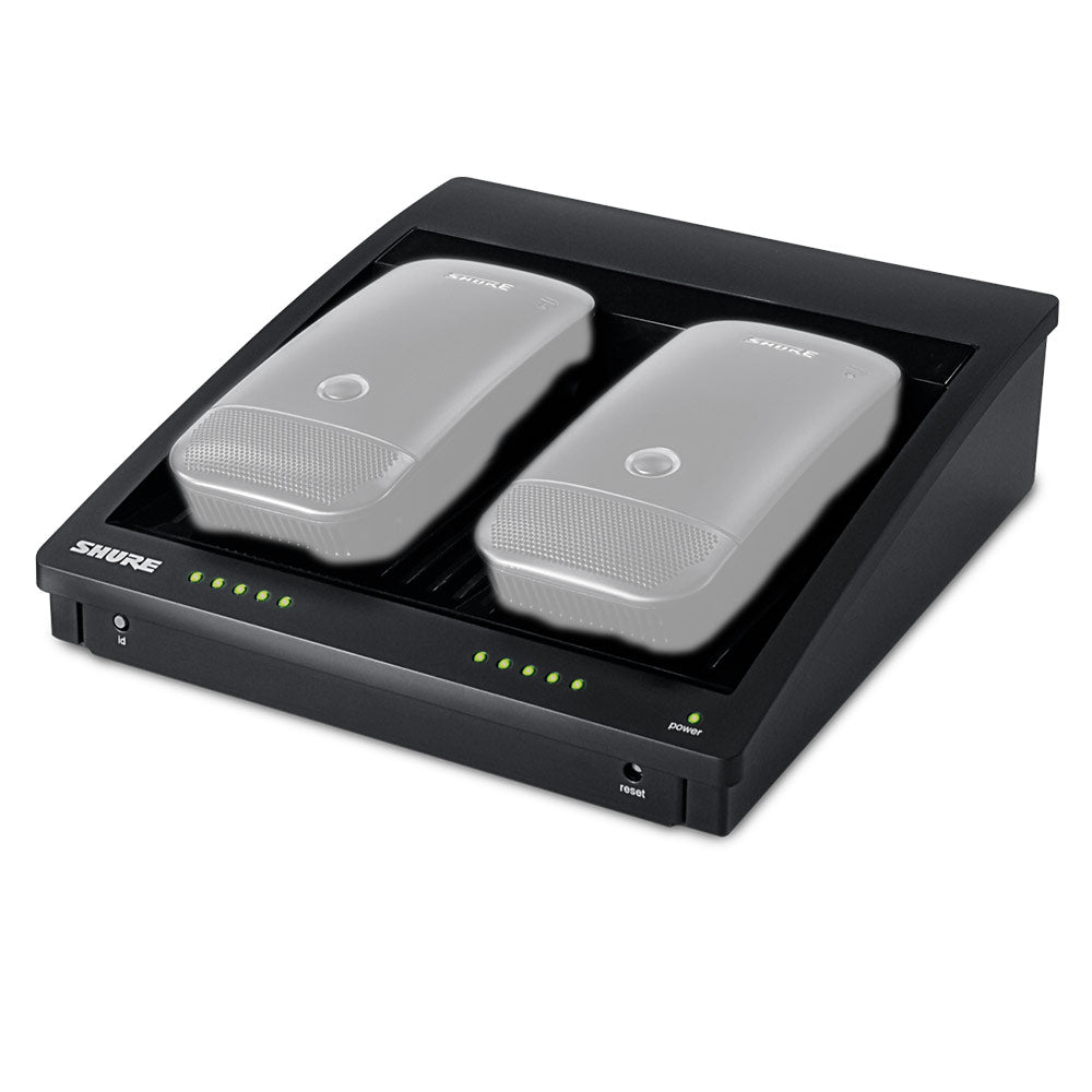 Shure SBC250 2-Bay Networked Charging Station for ULX-D Tabletop Transmitters (Without Power Supply)