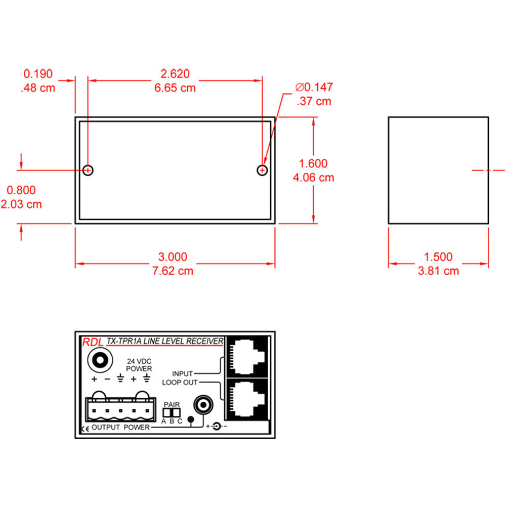 RDL TX-TPR1A Active Single-Pair Receiver - Twisted Pair Format-A - balanced line output