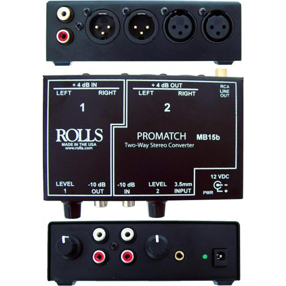 Rolls MB15B Promatch - 2 Way RCA to / from XLR +4 to -10 Line Converter