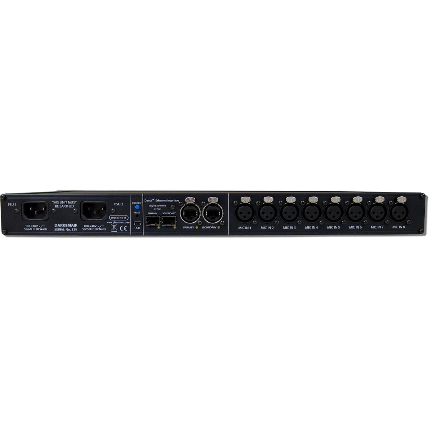 Glensound DARK8MAIR - 8 Channel Dante/ AES67 Microphone Amplifier