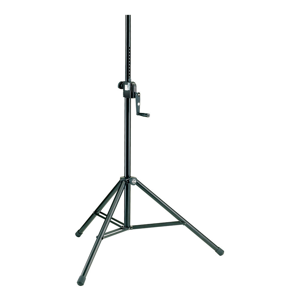 K + M 213 Hand Crank Adjustable 110 Pound Capacity Tripod Speaker Stand - Black
