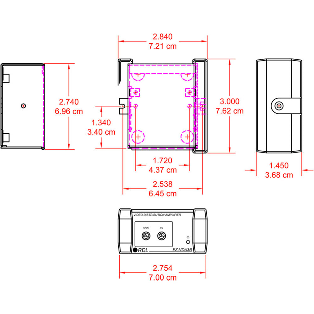 RDL EZ-VDA3B Video Distribution Amplifier - 1X3 BNC NTSC/PAL