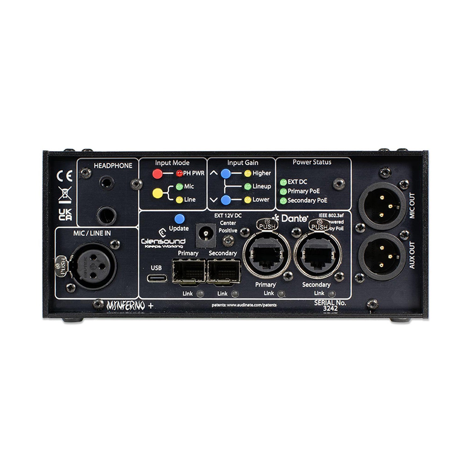 Glensound MinFerno 1 Plus - Single-Channel Dante Commentary Unit with Analog Mic Output