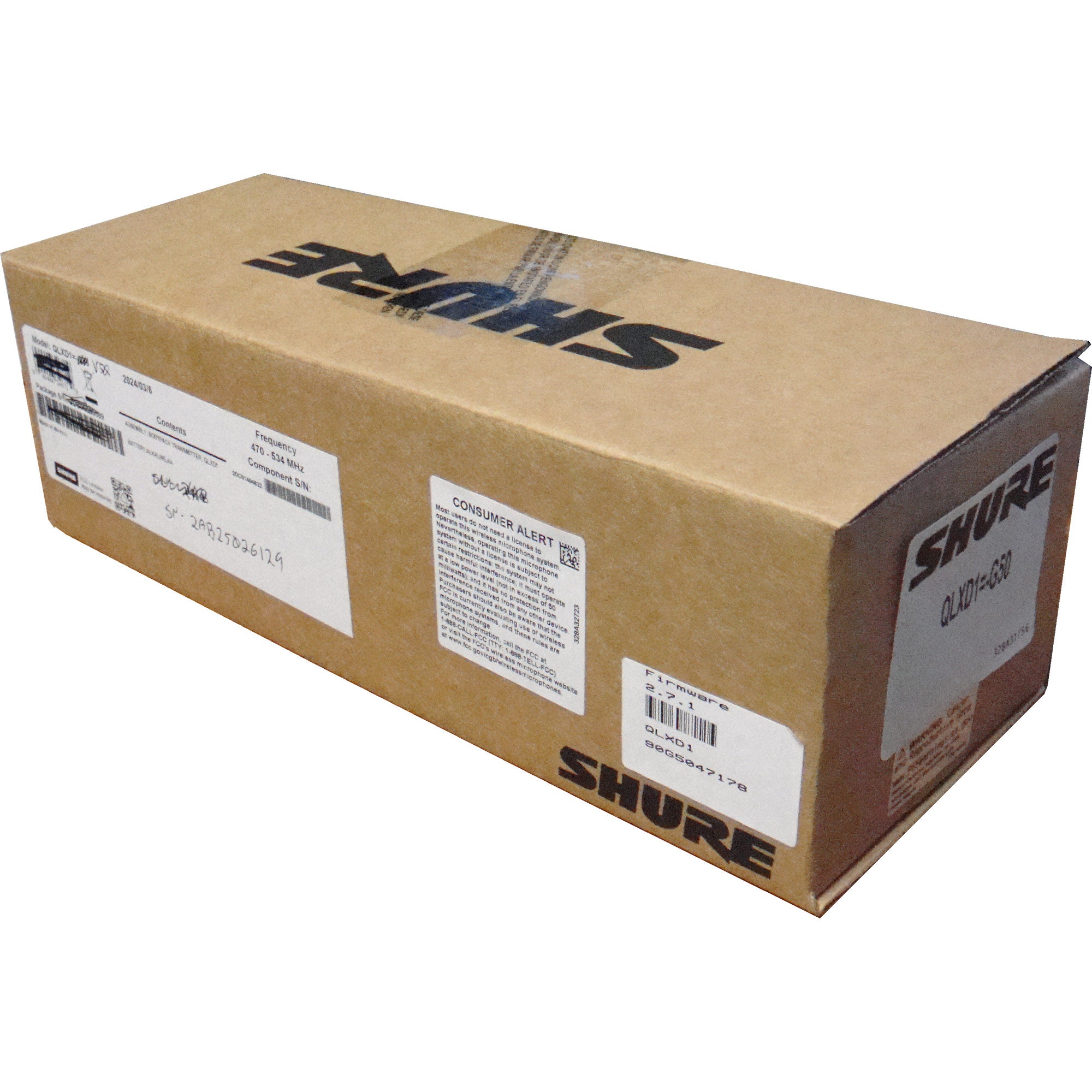 Shure QLXD1 Wireless Bodypack Transmitter (V50 Band - 174-216 MHz) - B-Stock