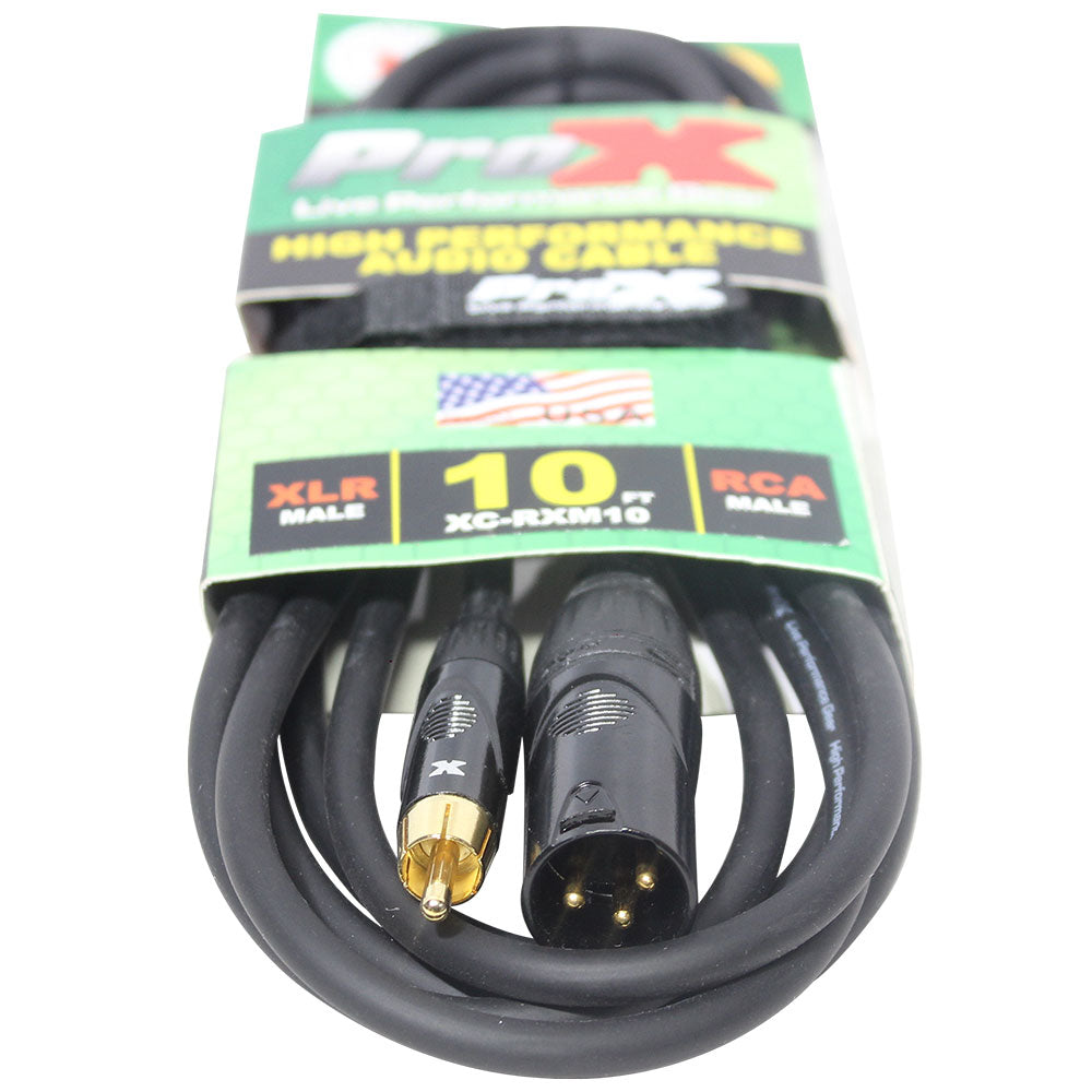 ProX XC-RXM10 10 Ft. Unbalanced RCA to XLR3-M High Performance Audio Cable