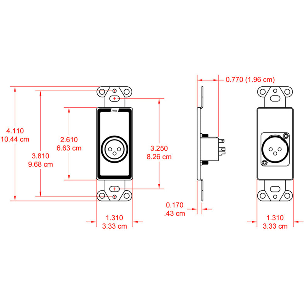 RDL D-XLR3M XLR 3-pin Male Jack on D Plate - Terminal Block - Custom Engraving Option