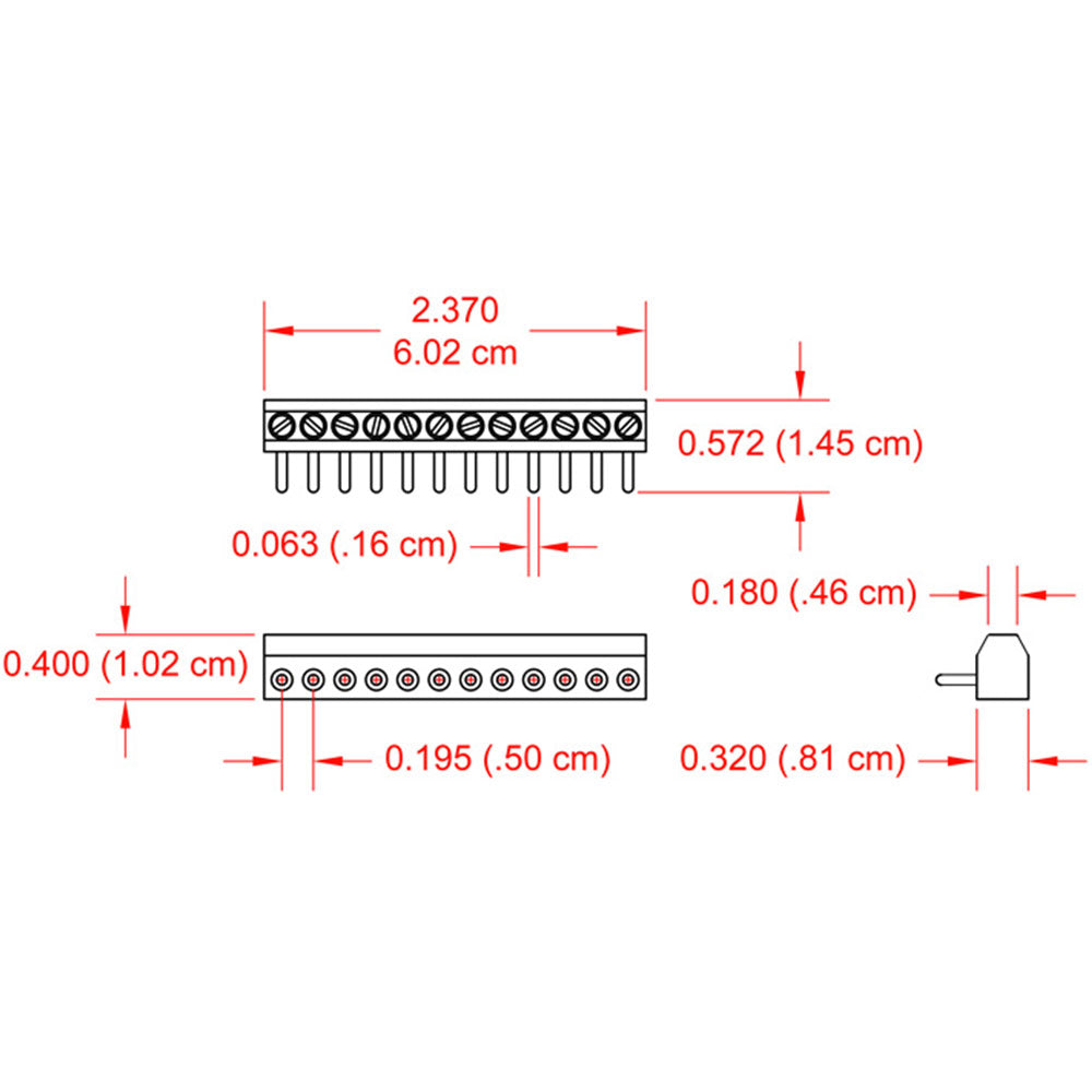 RDL DTB Detachable Terminal Block with 12 Terminal Connections for Stick-On Modules