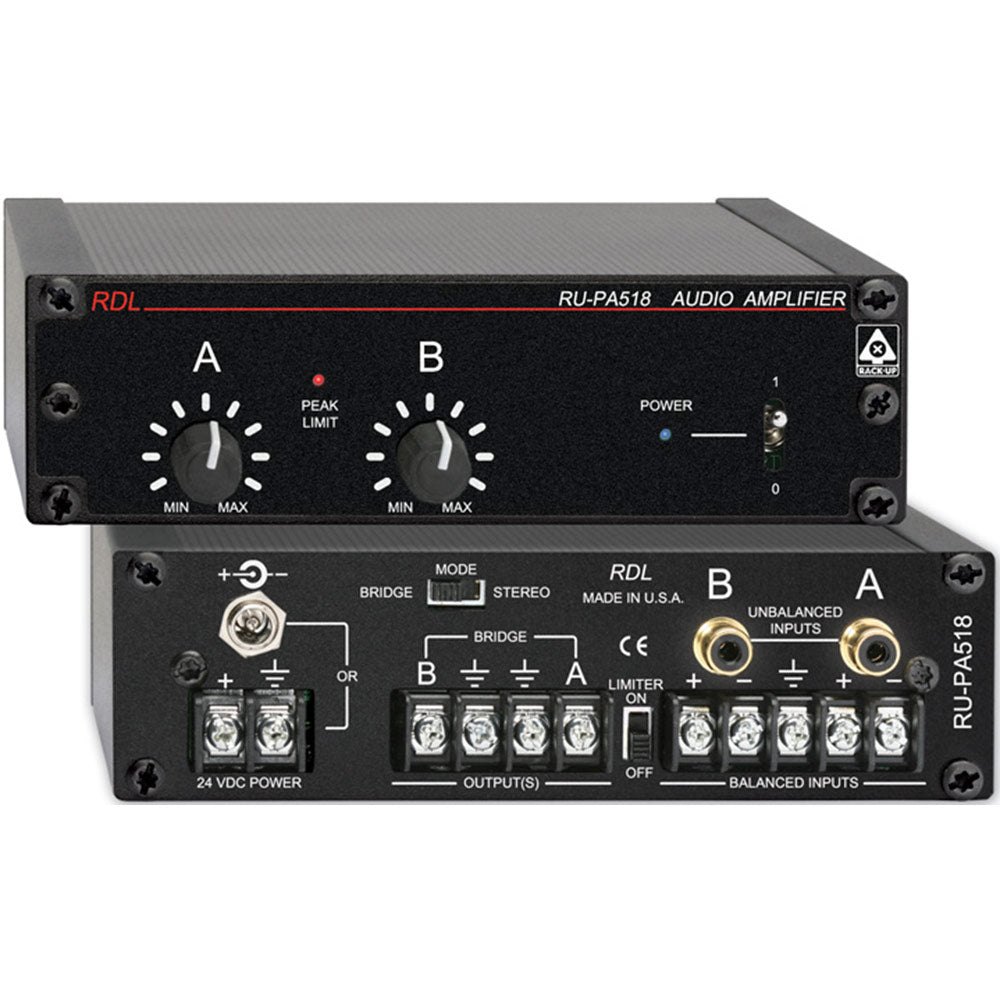 RDL RU-PA518 Audio Power Amplifier with Peak Limiter