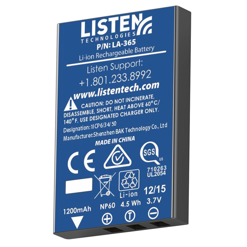 Listen Technologies LA-365 - Replacement Rechargeable Li-ion Battery