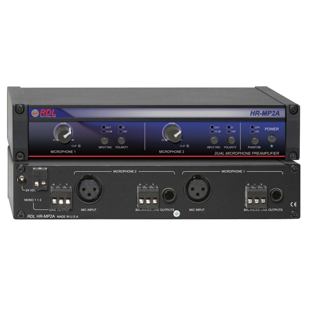 RDL HR-MP2A 2 Channel Installation Microphone Preamp