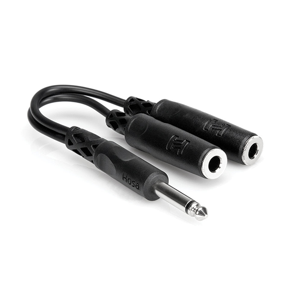 Hosa YPP-111 Y Cable, 1/4 inch TS to Dual 1/4 inch TSF