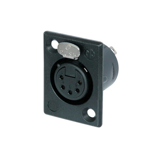 Neutrik NC5FP-B-1 P Series 5-Pin XLR Female Receptacle (Black/Gold Contacts)