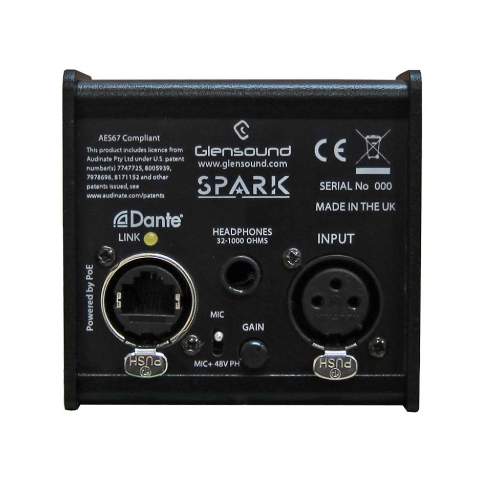 Glensound SPARK 3 - Sub Compact Single Dante User Commentary Unit with 3 Talkback Channels
