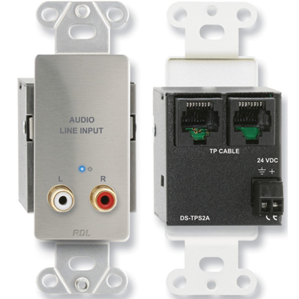 RDL DS-TPS2A Active Two-Pair Sender - Twisted Pair Format-A - Stainless - stereo phono jack inputs