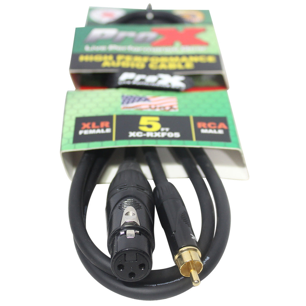 ProX XC-RXF05 5 Ft. Unbalanced RCA to XLR3-F High Performance Audio Cable