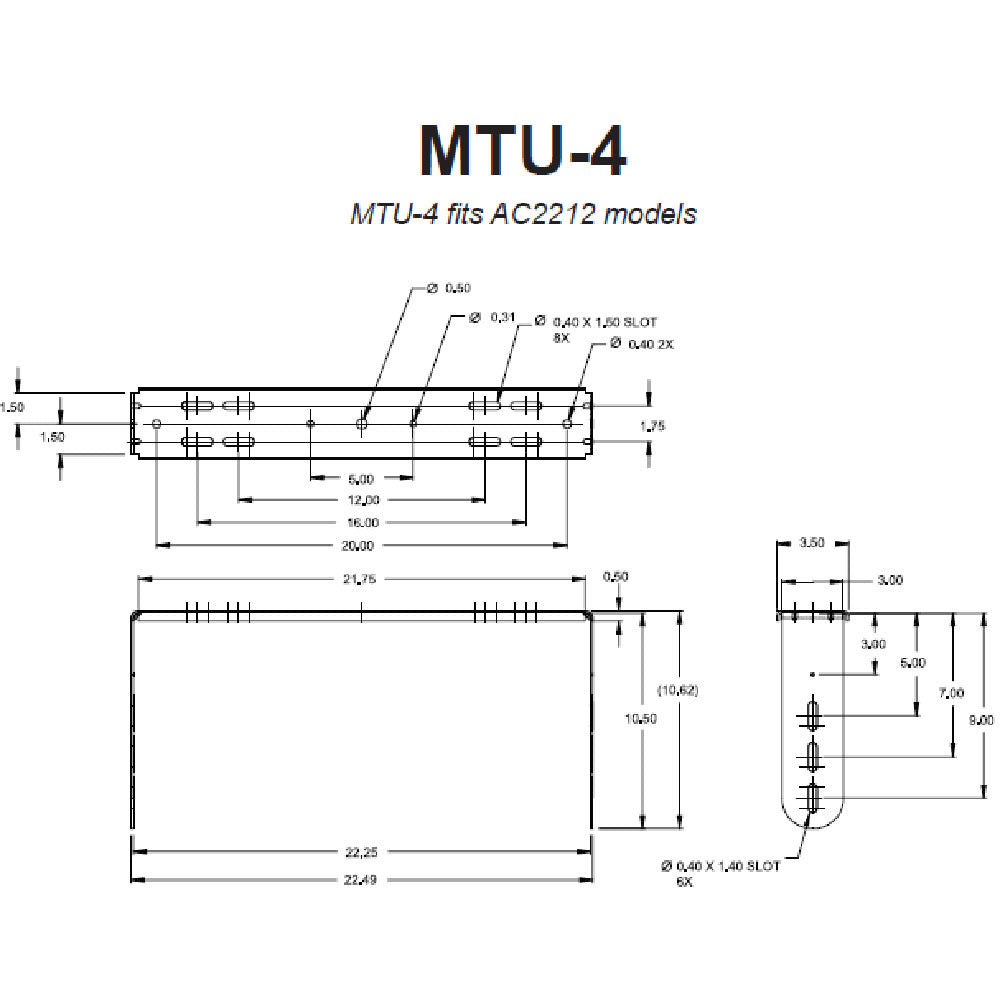 JBL MTU-4-WH 22.5" U Bracket Mount for AE Series Speakers (White)