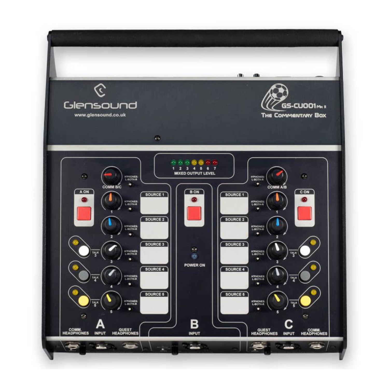 Glensound CU001 DANTE - Three-Commentator Unit With Analogue I/O and Dante