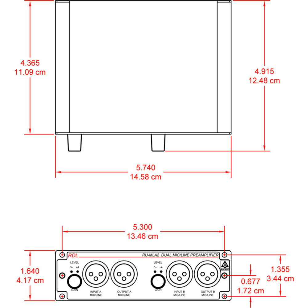 RDL RU-MLA2 Dual Channel Microphone/Line Preamplifier with Four Channel Audio Distribution