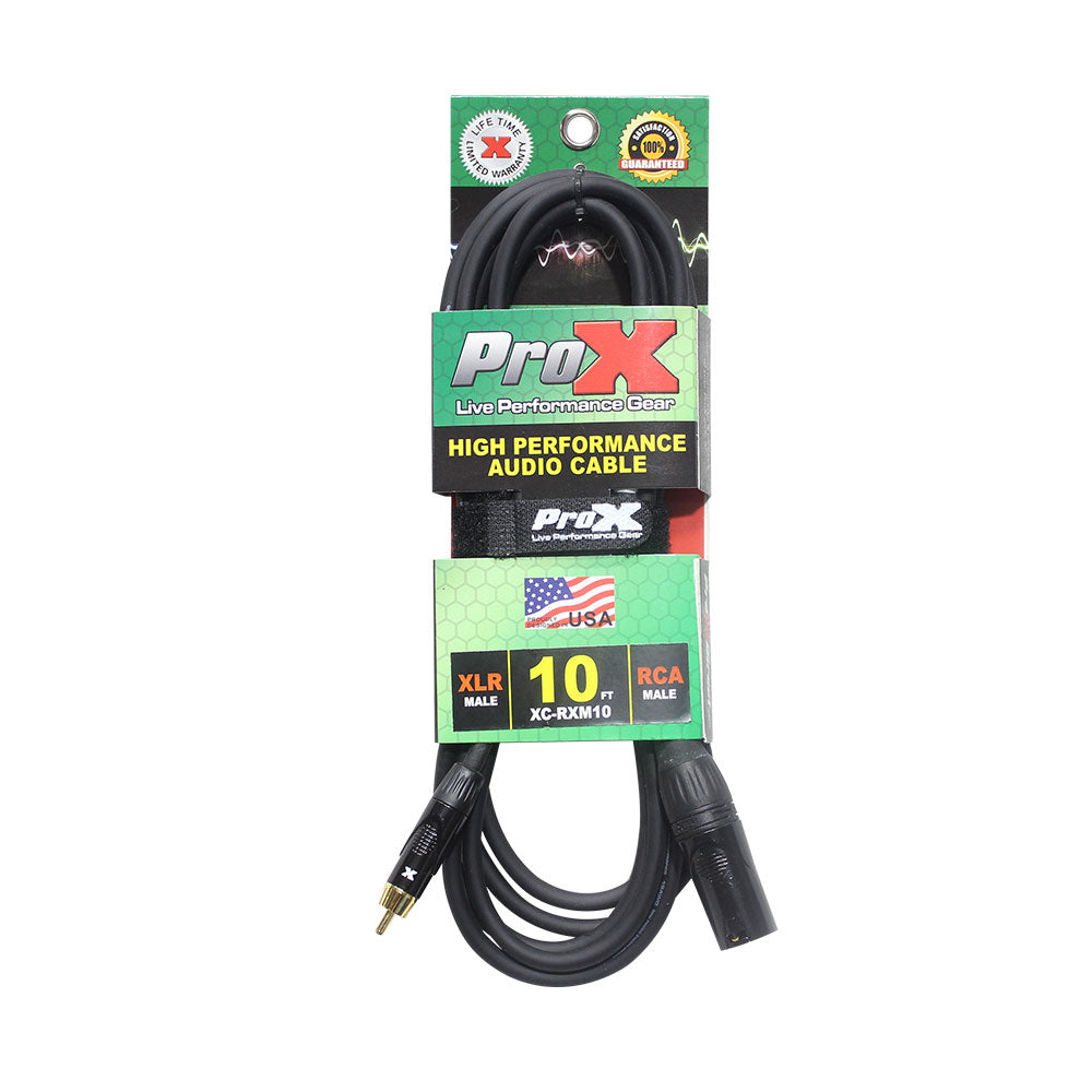 ProX XC-RXM10 10 Ft. Unbalanced RCA to XLR3-M High Performance Audio Cable