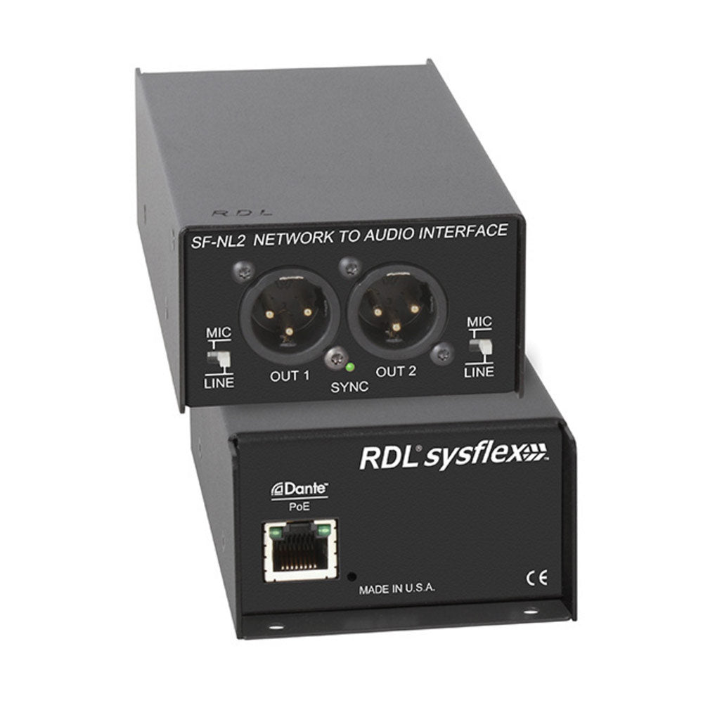 RDL SF-NL2 SysFlex Dante Network to Balanced Analog Audio Interface