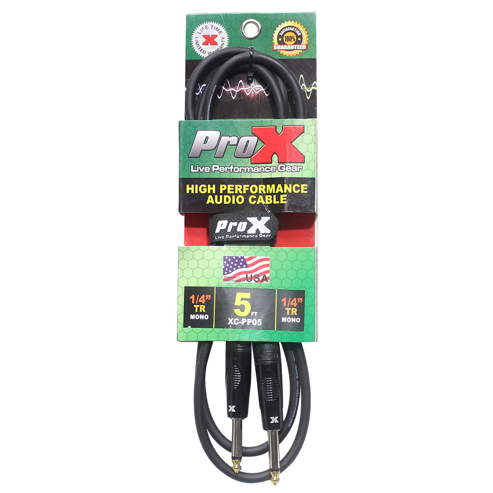 ProX XC-PP05 5 Ft. Unbalanced 1/4" TS-M to 1/4" TS-M High Performance Audio Cable