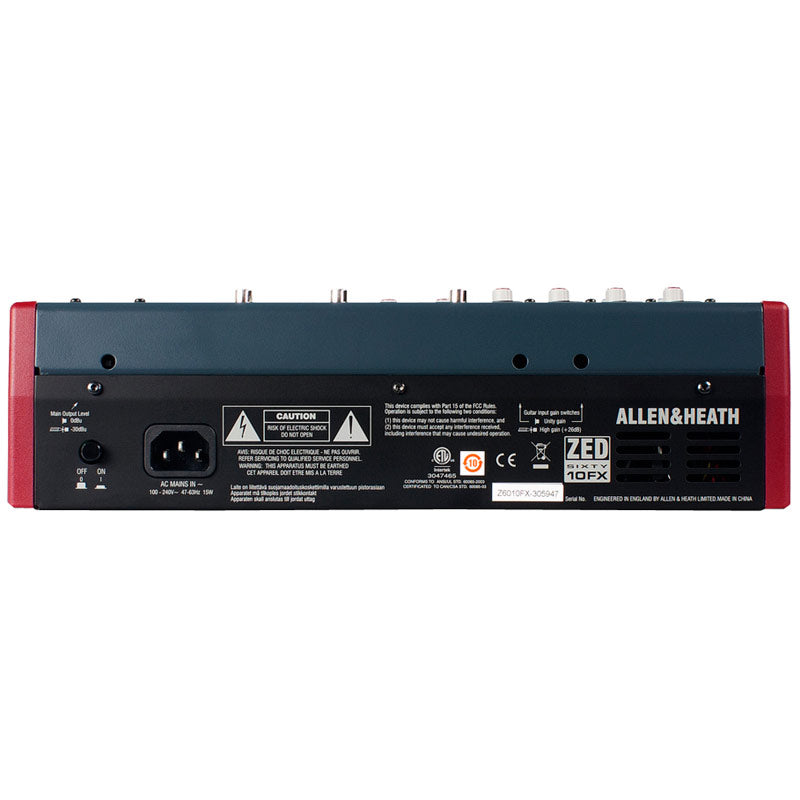Allen and Heath ZED-60-10FX Compact Live/Recording Mixer (with USB and FX)