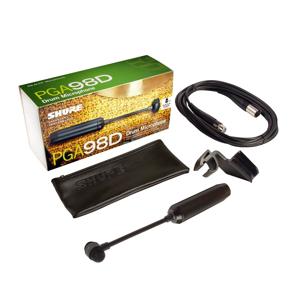 Shure PGA98D-XLR Cardioid Condenser Gooseneck Drum Microphone (with XLR Cable)