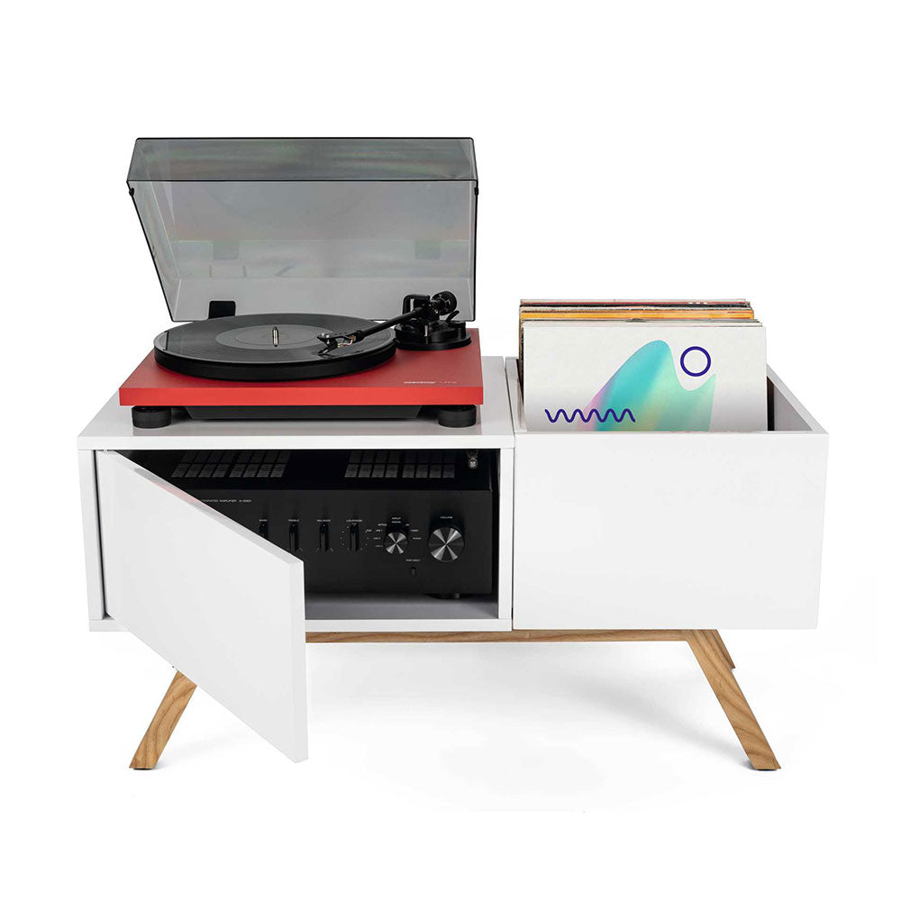 Glorious Turntable Lowboard - Furniture with Storage (White)