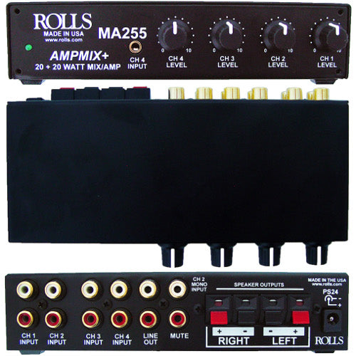Rolls MA255 Compact Class D Stereo Mixer/Amplifer - 20 Watts/Ch
