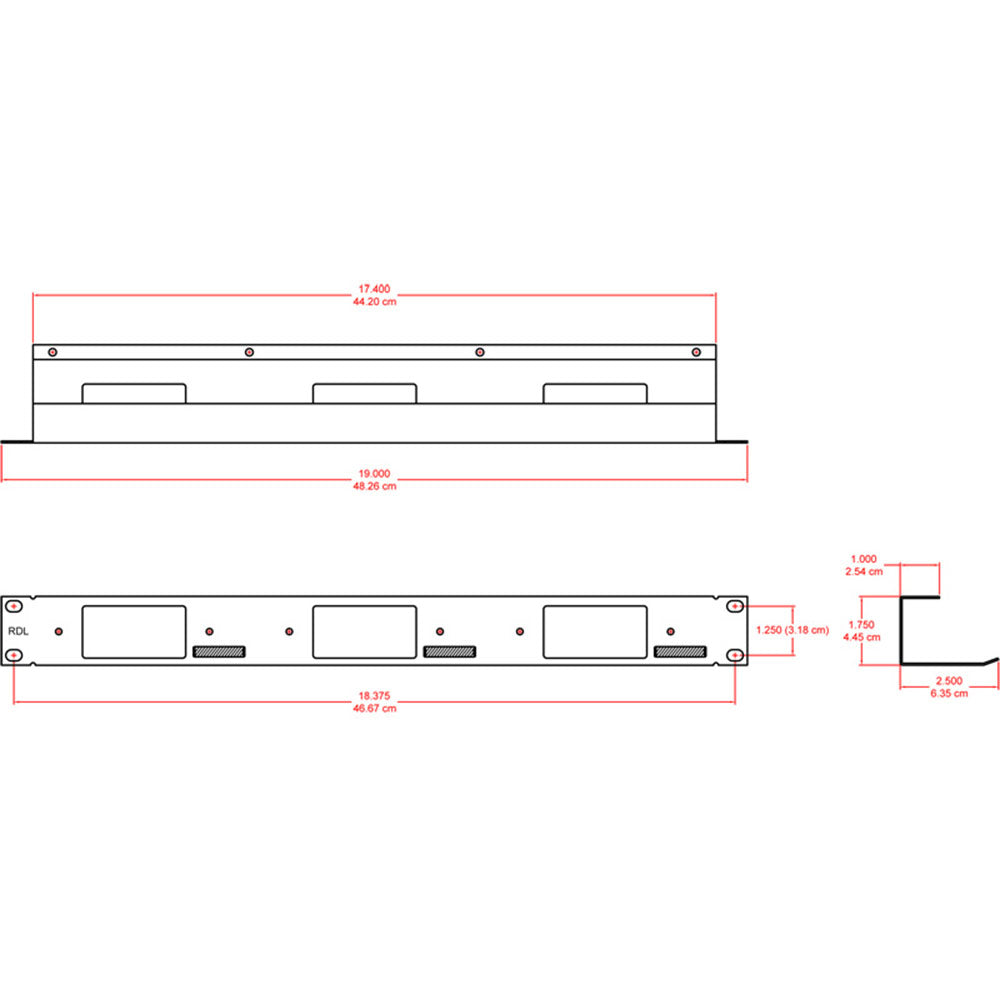 RDL RM-D3 Rack Mount for 3 Decora Modules - 1 RU