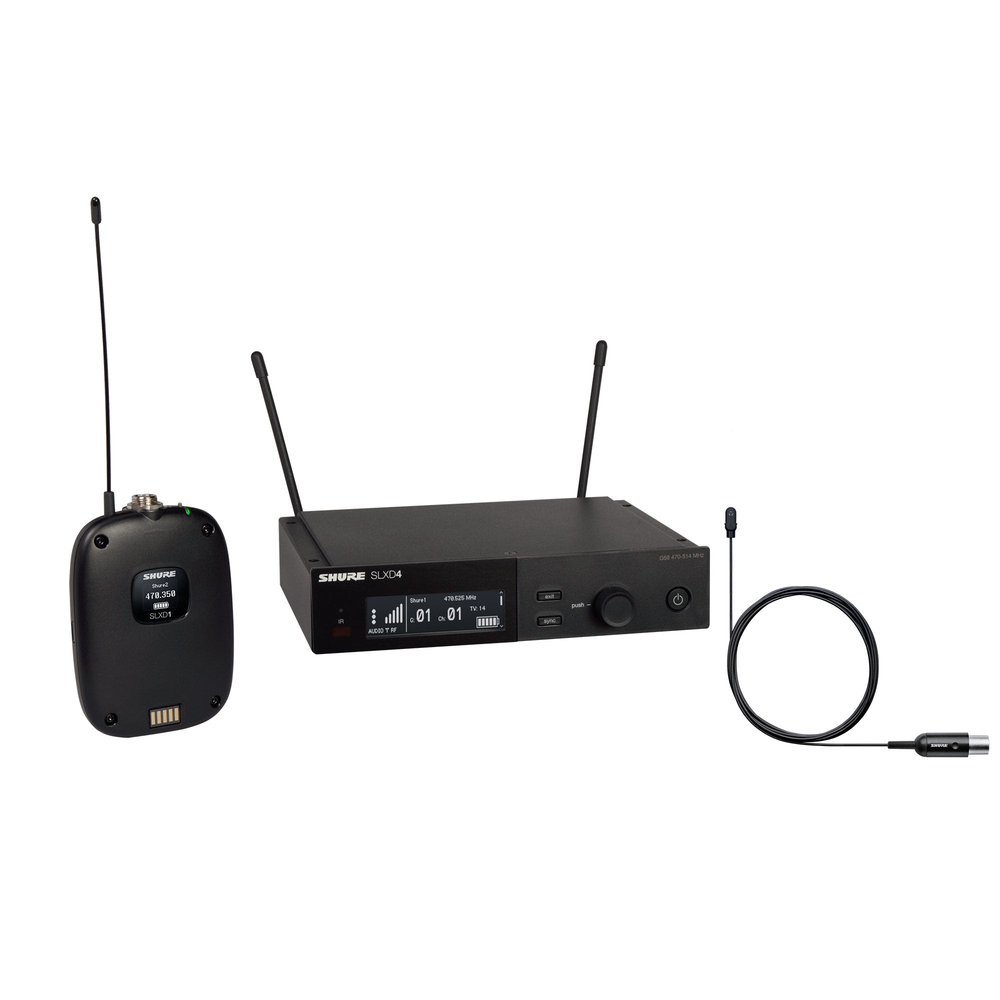 Shure SLXD14/DL4B Lavalier Wireless System with DL4B (H55 Band / 514-558 MHz)