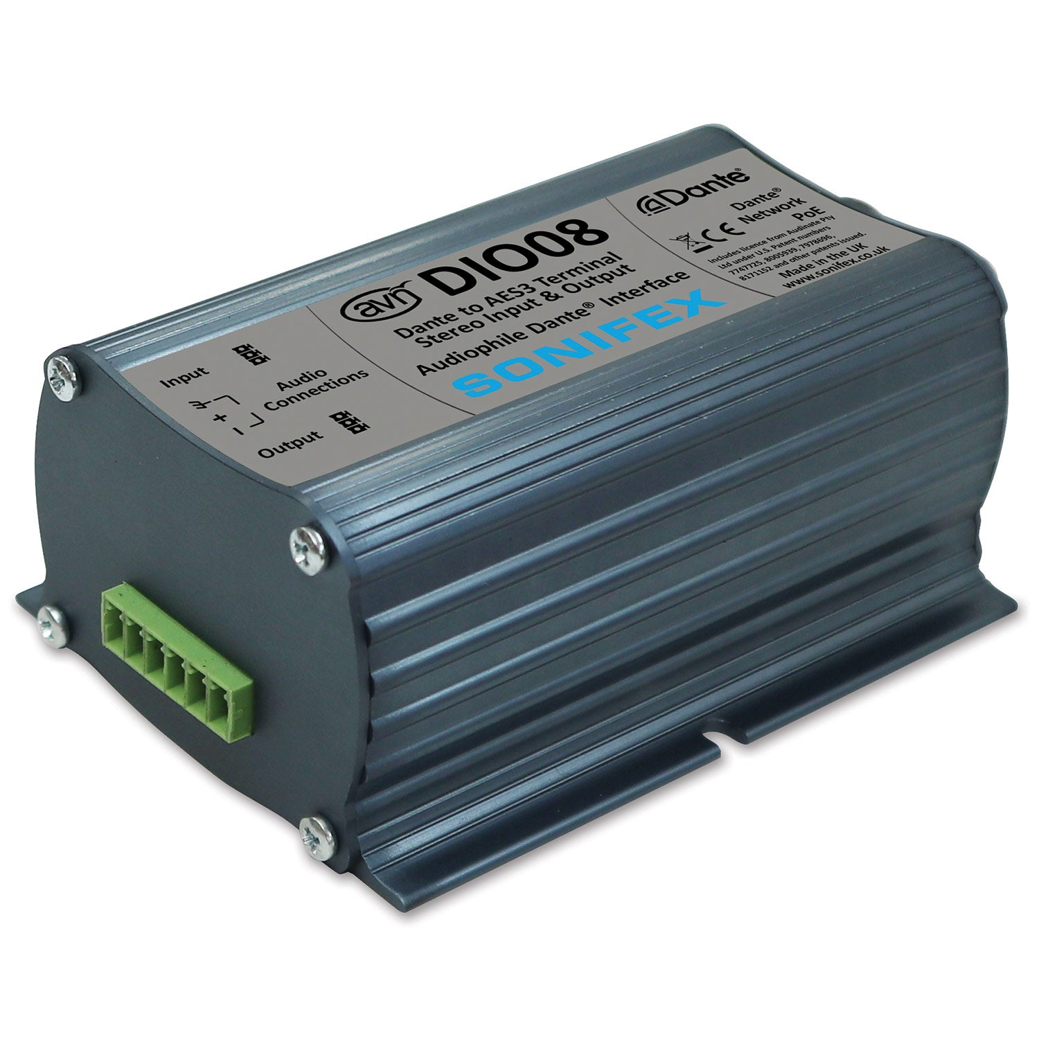 Sonifex AVN-DIO08 Dante to AES3 Terminal Block Stereo Input / Output