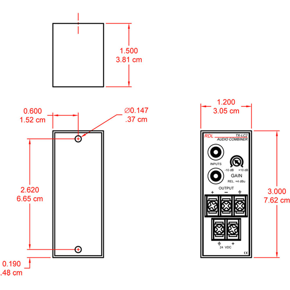 RDL TX-LC2 Audio Combiner - Two Unbalanced Inputs to One Balanced Output