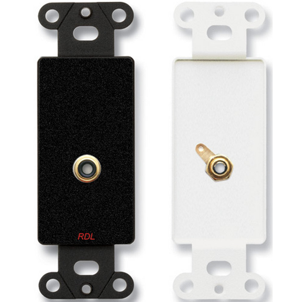 RDL DB-PHN1 Single Solder RCA Jack on Decora Wall Plate (Black)