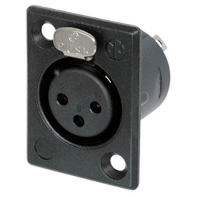 Neutrik NC3FP-B-1 Receptacle P Series - 3 Pin Female - Solder Cups - Black/Gold