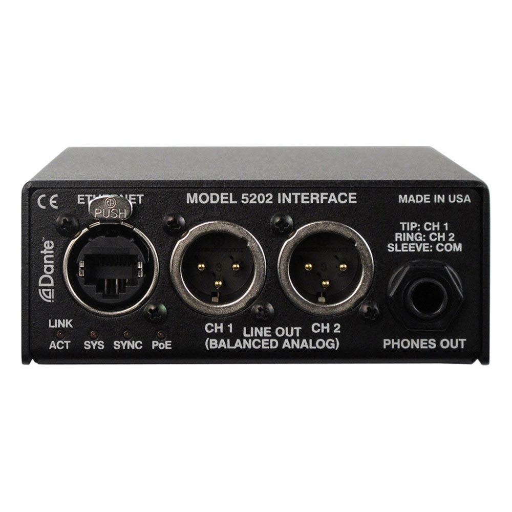 Studio Technologies Model 5202 Dante to Phones and Line Output Interface