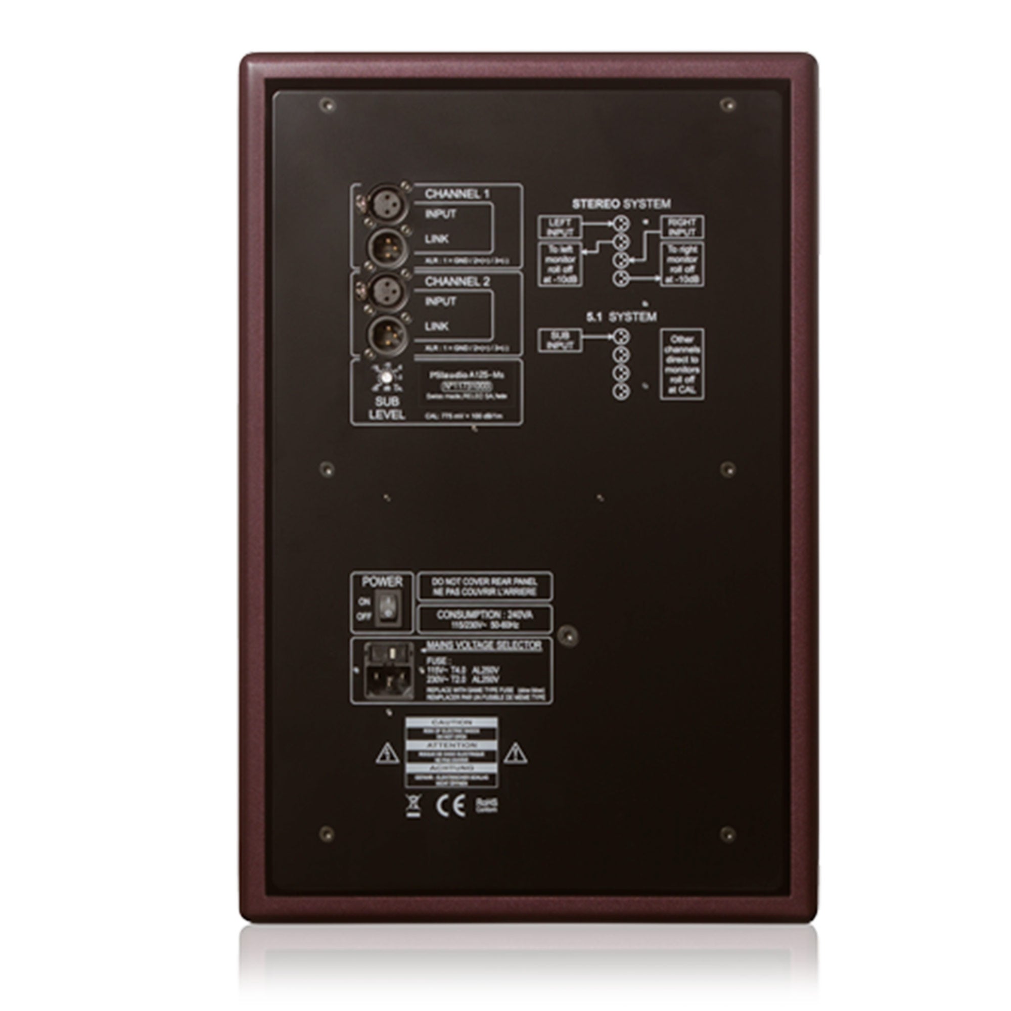 PSI Audio SUB A125-M - Compact Studio Subwoofer (Red)